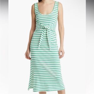 RAILS | Meg Sailor Green Striped Sleeveless Midi Tie Front Dress Women’s Size S